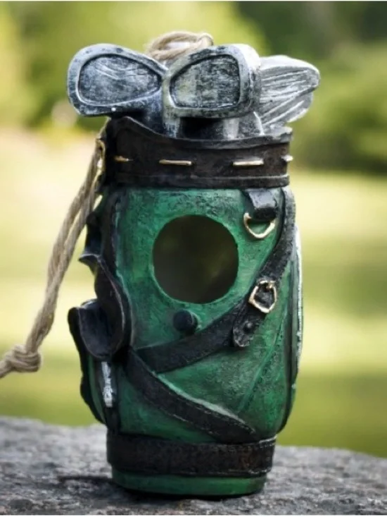 Green Hanging Garden Birdhouse with Bronze Accents - Picture 2 of 2